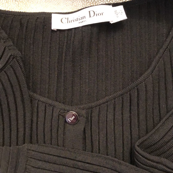 DIOR Christian Dior Paris Black Sweater Cardigan Size 10, 17” armpit to armpit, - Picture 9 of 15